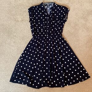 Polka dot fit & flare dress in small petite